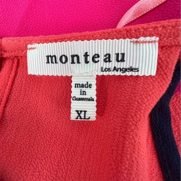Monteau Orange Pink Blue Spaghetti Strap Blouse Size XL Women's - Picture 2 of 5